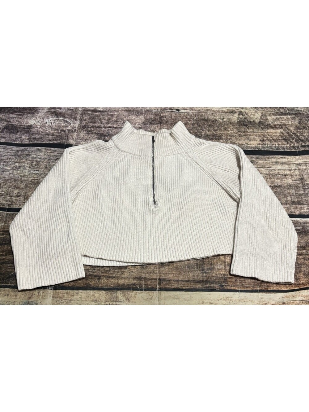 Free People Sweater Womens XS Greta Half Zip Oversized Ivory